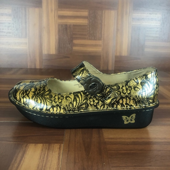 Alegria Shoes - ALEGRIA PALOMA Gold & Black Mary Jane Shoes